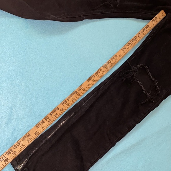 MNML black distressed ankle zips busted knees button fly stretchy NEW size 36 - Picture 14 of 14
